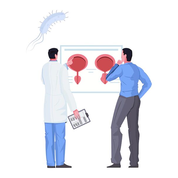 A man with signs of cystitis on consultation with a urologist