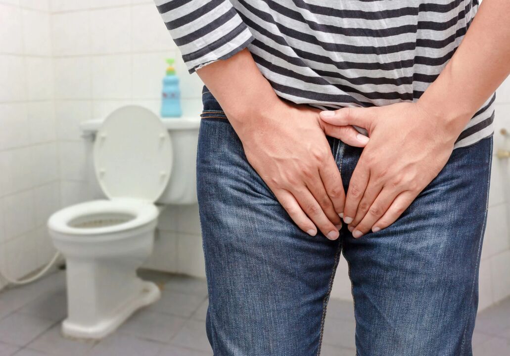 Cystitis in a man accompanied by frequent urination and pain